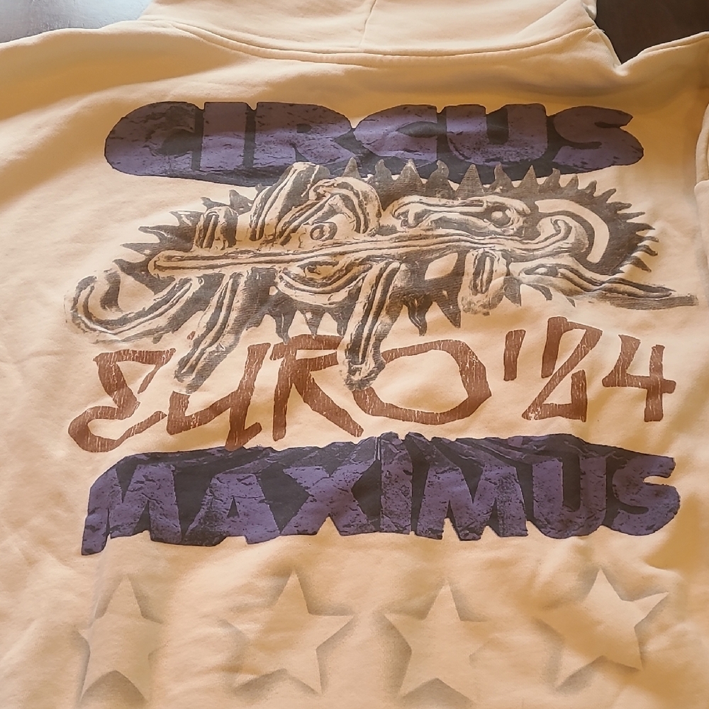 Graphic Hoodie - Cream and Purple